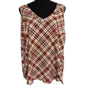 Torrid Challis Stitch Detail Tank‎ Plaid Women Sz 00 Swing Top Summer Boho Flowy
